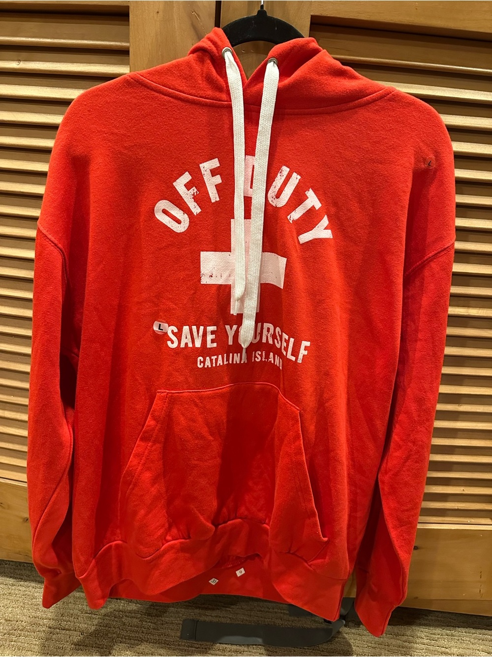 Catalina Island Lifeguard Off Duty 'Save Yourself' Red Hooded Sweatshirt